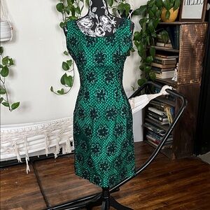 1960s green floral dress